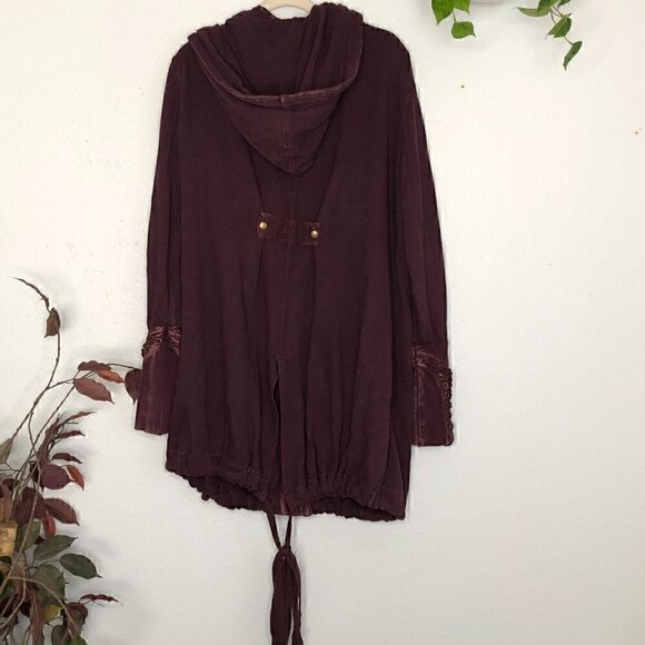 Free People Chelsea Cardigan Purple Lace Up Wrist Sleeve Cuff Large Jacket - Picture 6 of 7